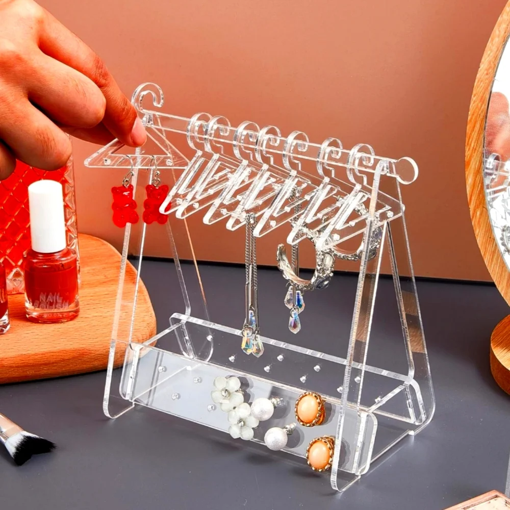 Transparent Earrings, 8 Hangers & Bottom Display